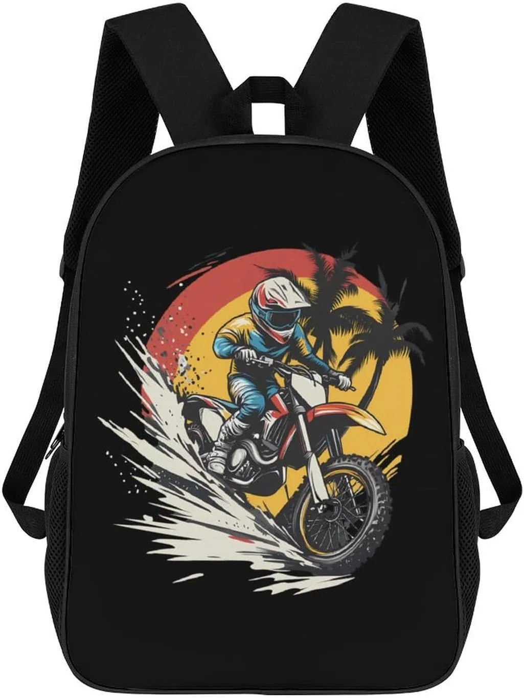 Dirt Bike Rider Motocross Travel Backpack 17 Inch Laptop Bag Carry On Backpack Casual Daypack for Weekender Business Hiking