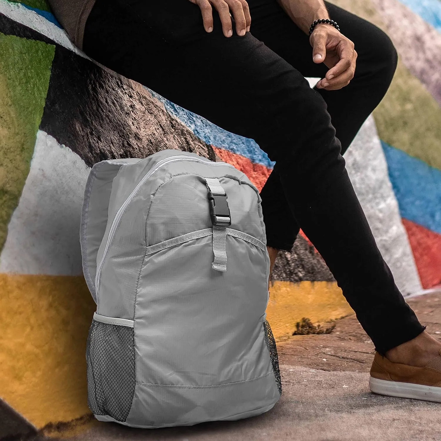 DISCOUNT PROMOS Lightweight Travel Packable Backpacks Set of 6, Bulk Pack - Perfect for Camping, Outdoor Sports - Grey