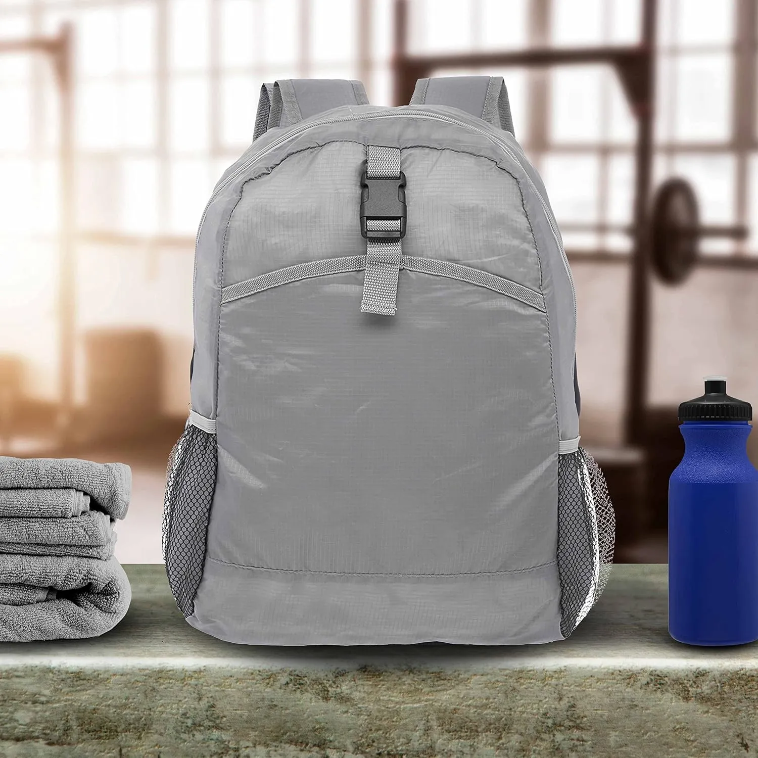 DISCOUNT PROMOS Lightweight Travel Packable Backpacks Set of 6, Bulk Pack - Perfect for Camping, Outdoor Sports - Grey