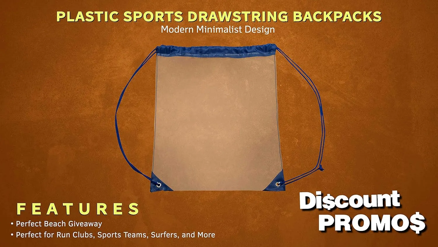 DISCOUNT PROMOS Plastic Drawstring Backpacks Set of 10, Bulk Pack - Multi-Functional, Drawstring, Perfect for Travel, Gym, and More - Blue