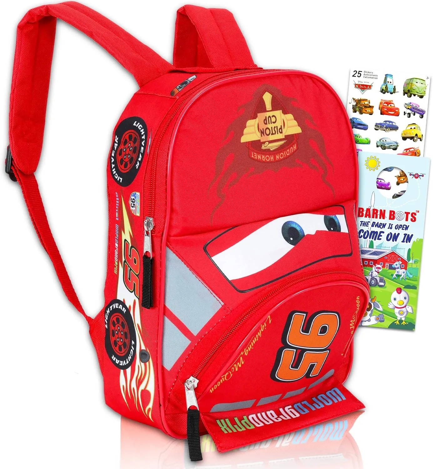 Disney Cars Mini Backpack for Kids Boys ~ Premium 12" Lightning McQueen School Bag with Stickers (Disney Pixar Cars School Supplies Bundle)
