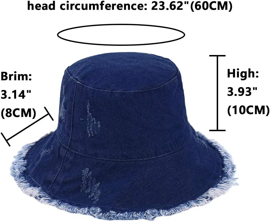 DOCILA Demin Bucket Hats for Women Men Blue Jean Western Fisherman Hats Packable Cowboy Style Outdoor Sun Hats