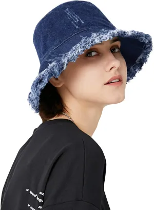 DOCILA Demin Bucket Hats for Women Men Blue Jean Western Fisherman Hats Packable Cowboy Style Outdoor Sun Hats