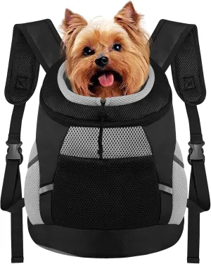 Dog Backpack Carrier, Front Chest Carrier for Small Dogs, Pet Carrying Bag for Travel Hiking Cycling Outdoor Black M(7-13 lbs)