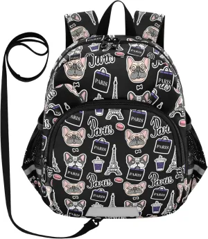 Dogs Preschool Backpack Shopping Bag Daycare Bookbag School Backpack with Traction Rope for Kids 3-6
