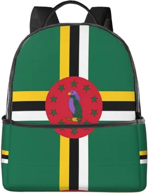 Dominica Flag Casual Backpacks Laptop Backpack Carry-on Daypack Sports Travel Rucksack Lightweight Working Bag for Outdoor Hiking Cycling Walking