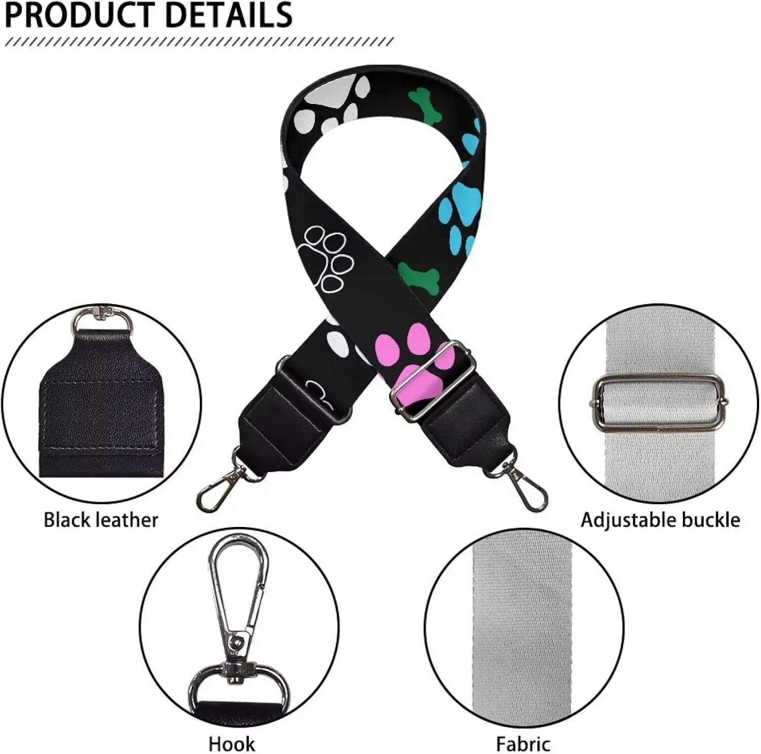 Doojoayie Wide Purse Strap, Replacement Crossbody Handbag Shoulder Bag Strap for Woman Girl, Bag Decoration