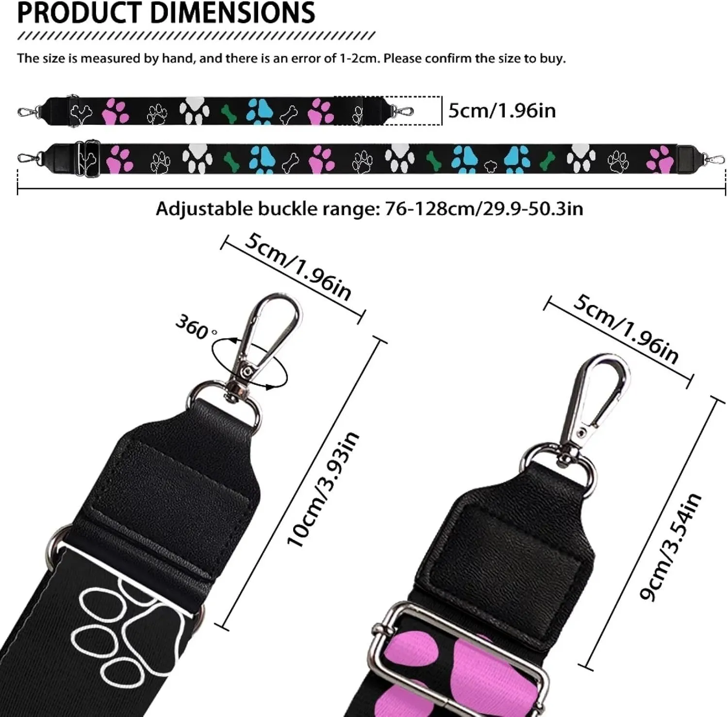 Doojoayie Wide Purse Strap, Replacement Crossbody Handbag Shoulder Bag Strap for Woman Girl, Bag Decoration