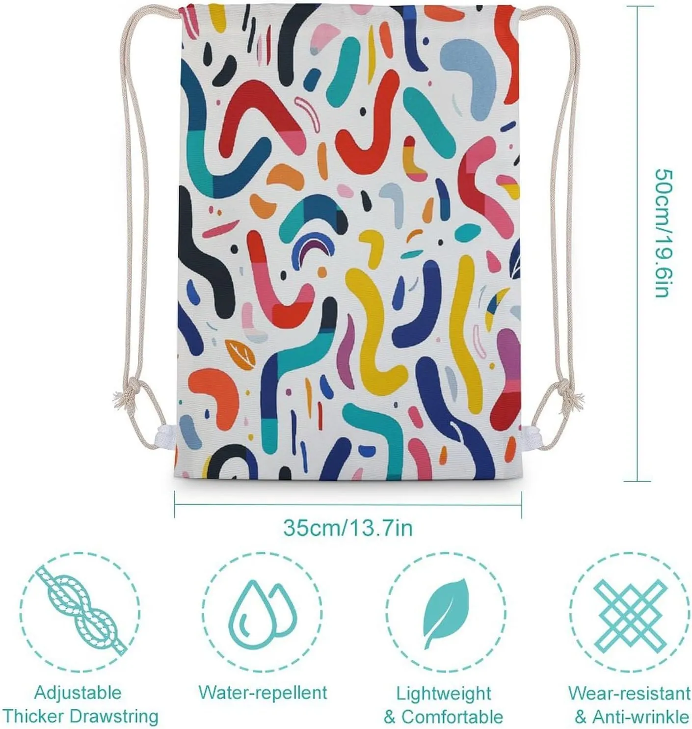 Drawstring Backpack Lightweight Curves And Shapes Drawstring Bags Fashion Gym Bag For Women Men