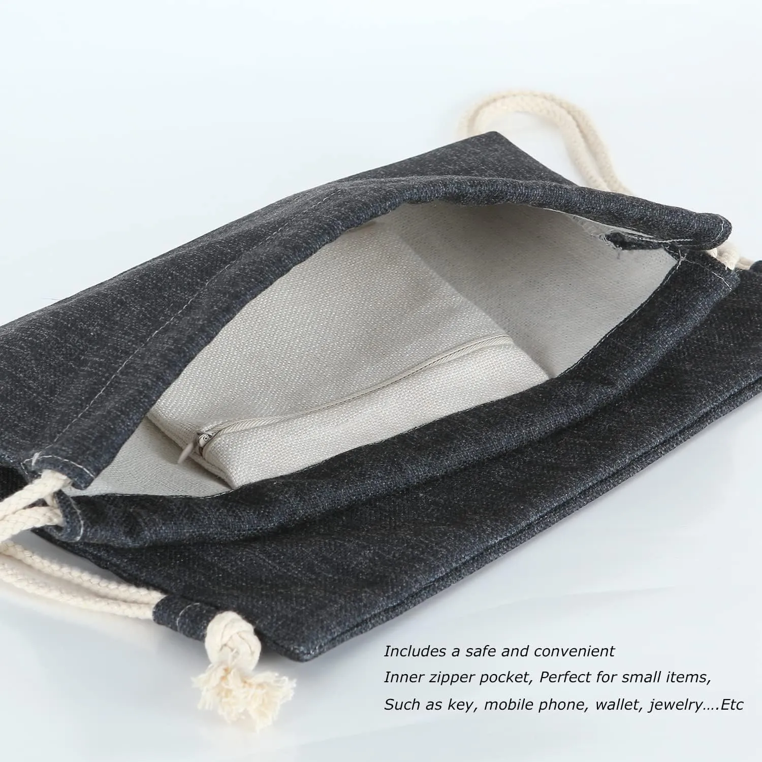 Drawstring Backpack Simple Style String Bag Canvas Beach Sport Daypack