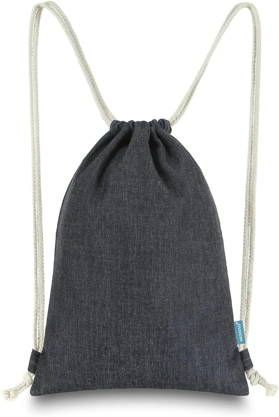 Drawstring Backpack Simple Style String Bag Canvas Beach Sport Daypack