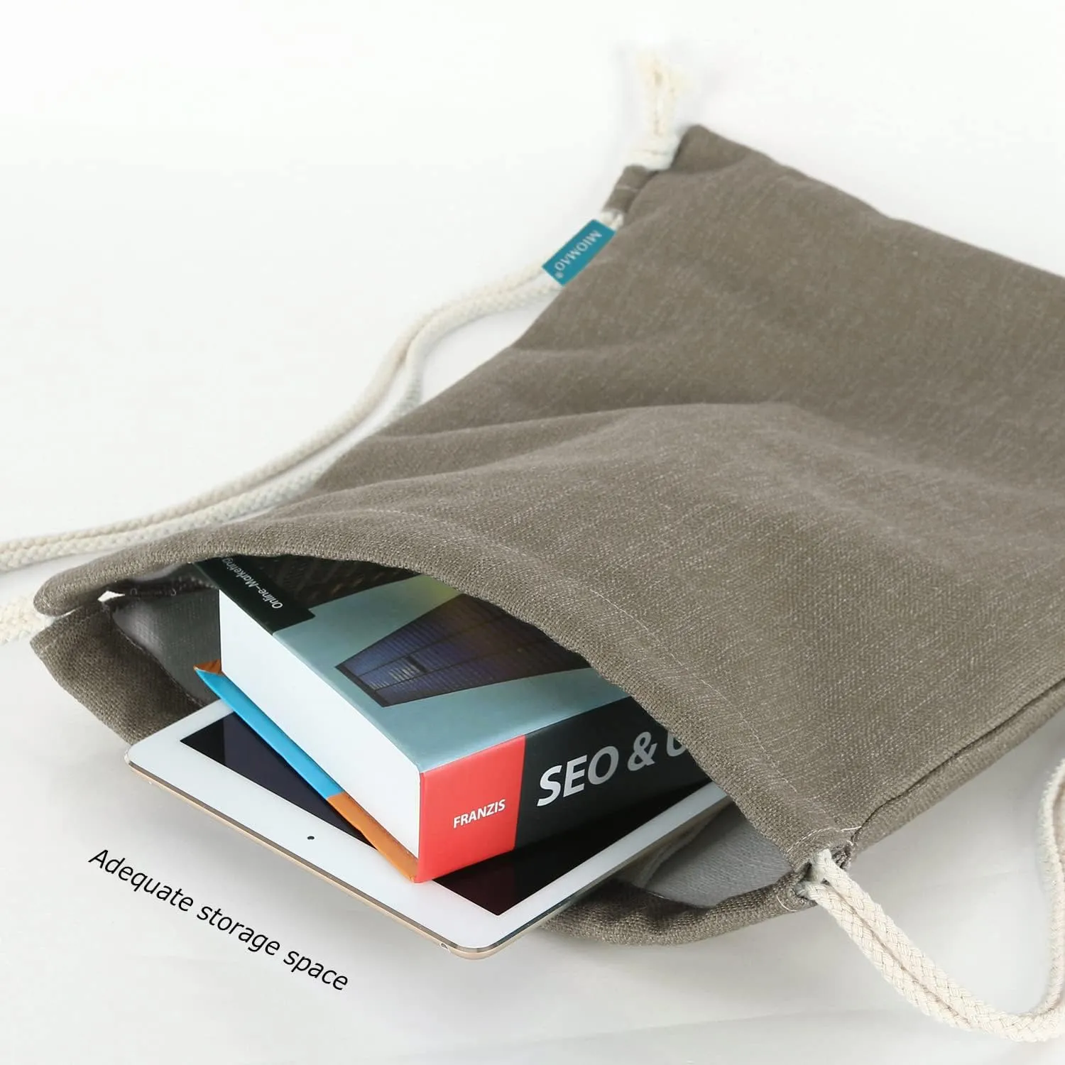 Drawstring Backpack Simple Style String Bag Canvas Beach Sport Daypack