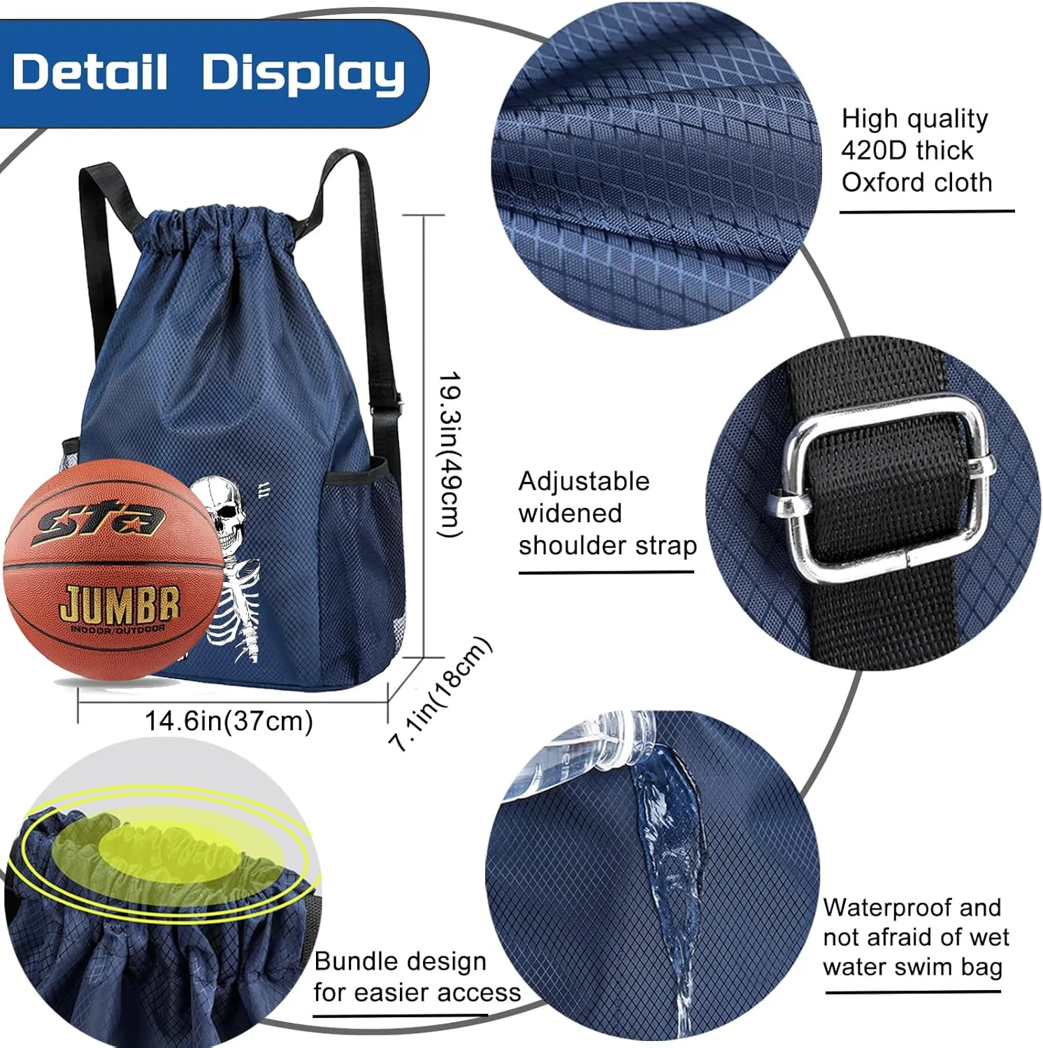 Drawstring Bags Mens Drawstring Backpack Skull Skeleton Small Gym Bag Backpack for Men Women Draw String Back Bag Basketball Bag Sports Wrestling Soccer Workout Swim Beach Gymnastics String Sackpack
