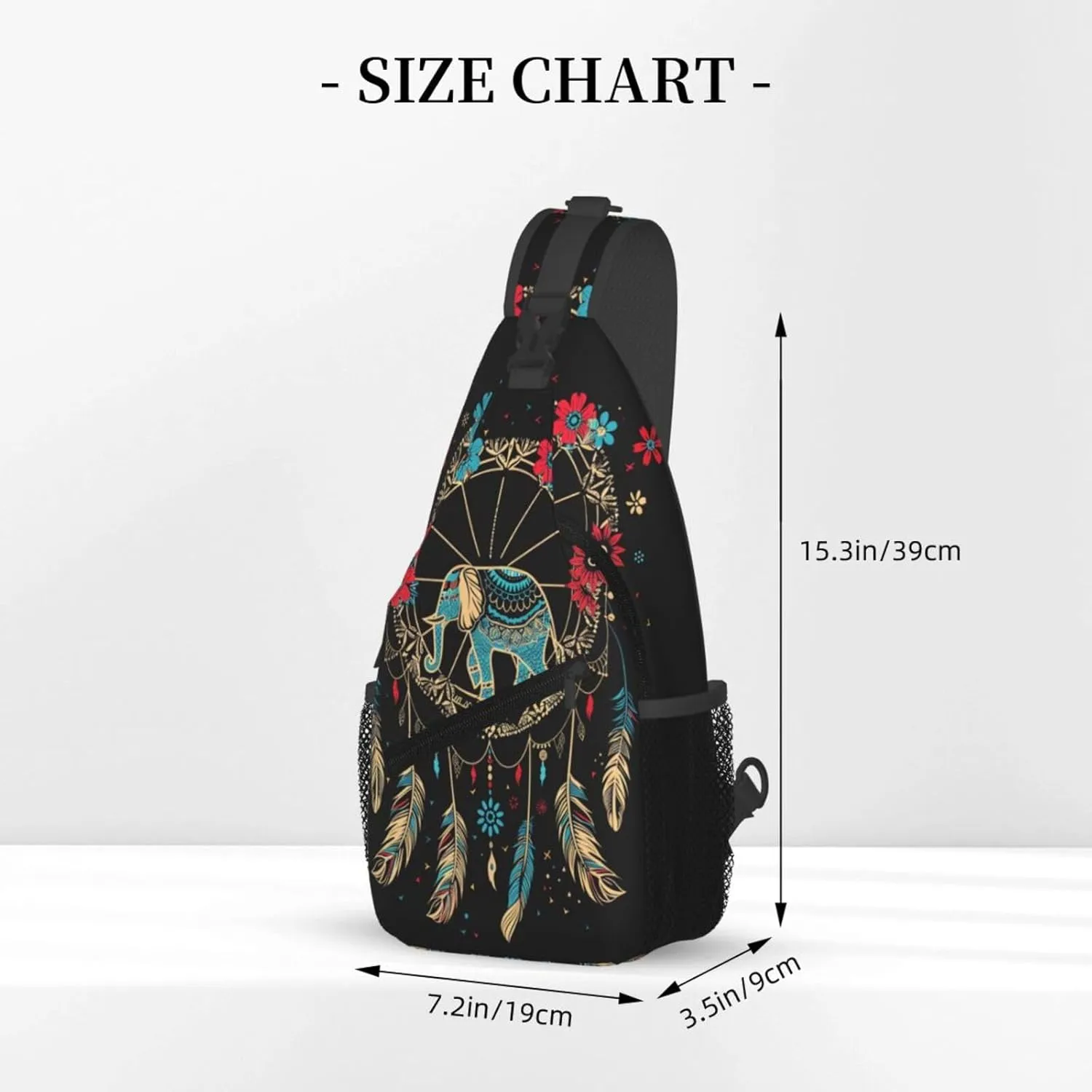 Dream Catcher With Elephant Sling Backpack Chest Bag Crossbody Shoulder Bag Gym Cycling Travel Hiking Daypack For Men Women