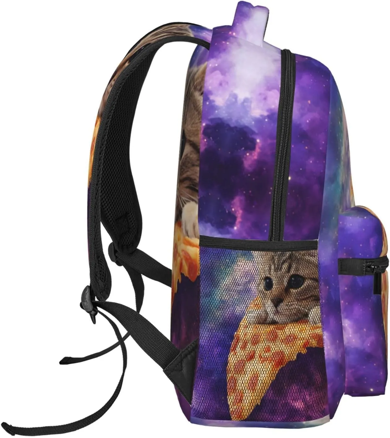 Dujiea 17 Inch Backpack Cat On Pizza Laptop Backpack School Bookbag Travel Shoulder Bag With Chest Strap