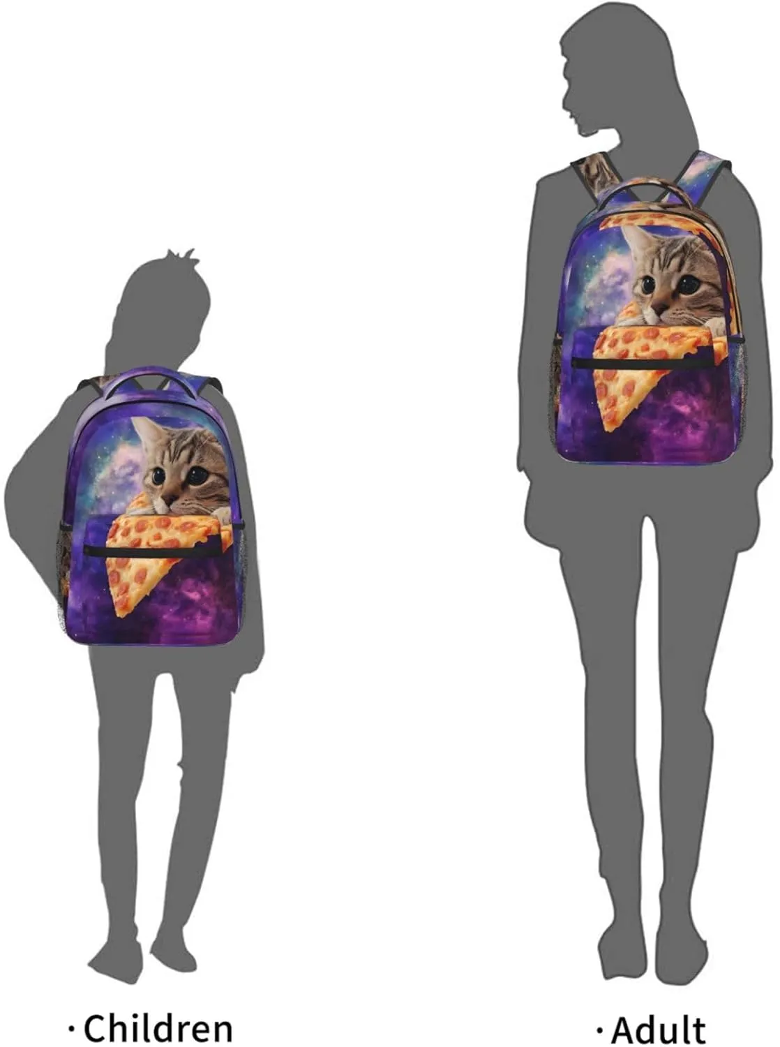 Dujiea 17 Inch Backpack Cat On Pizza Laptop Backpack School Bookbag Travel Shoulder Bag With Chest Strap