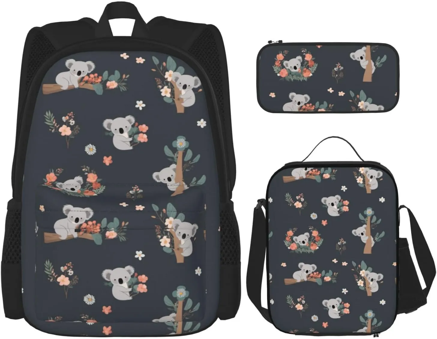 Dujiea Cute Koala Kids Backpack Set 3 Piece Student Back To School Book Bag with Shouder Bag Pencil Case for Boys Girls 1-6th Grade