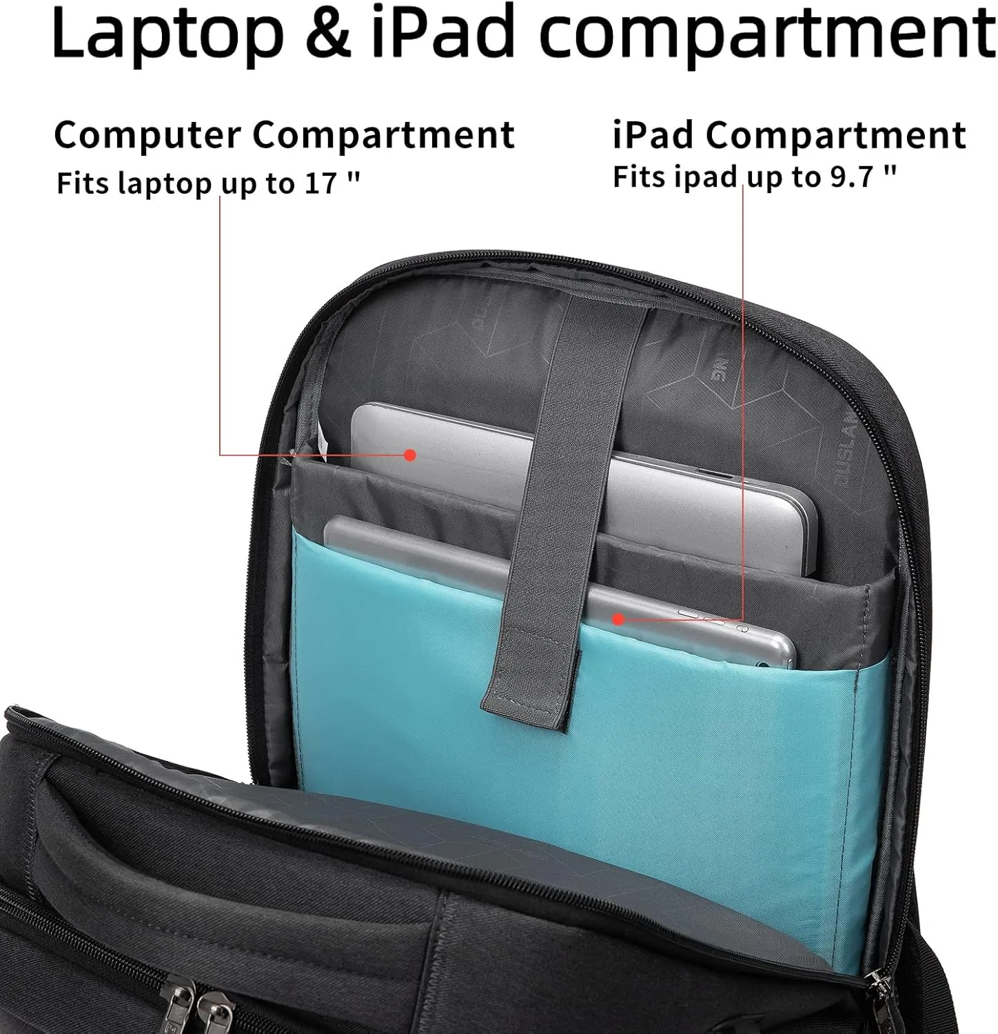 DUSLANG 17 Inch Laptop Backpack for Travel Water Resistant College Backpack for Men/Women Laptop Bag with USB Charging Port and Travel Toiletry Bag Organizer Case, Black