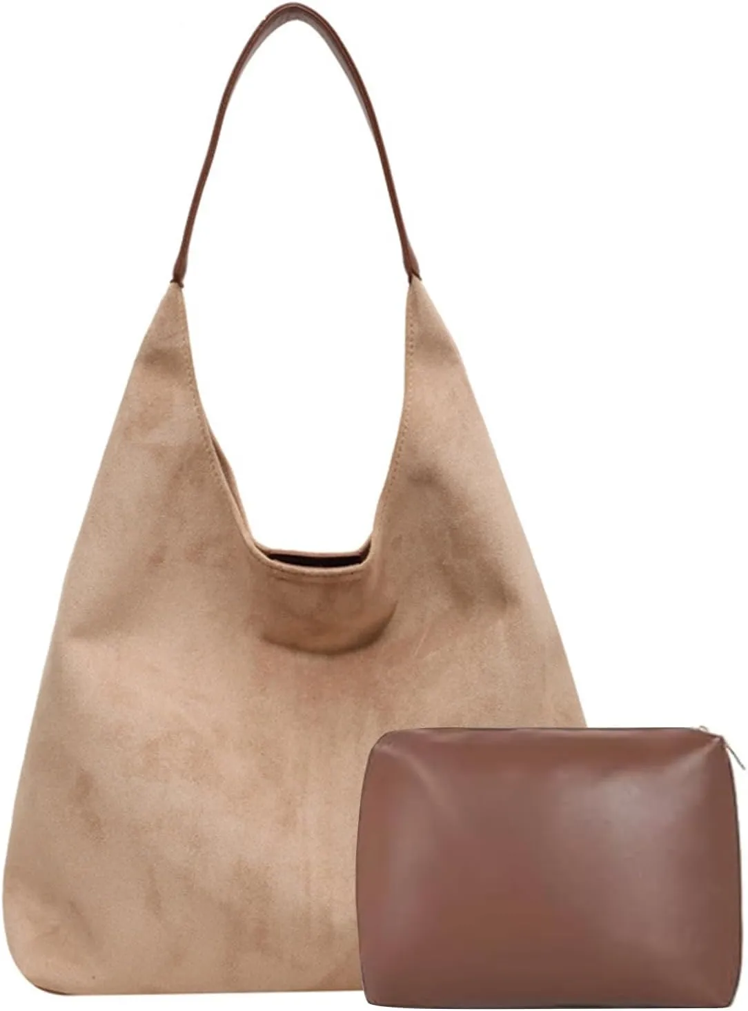 Dyalsa Suede Hobo Bag for Women, Suede Tote Purse Vintage Top Handle Bag, Fashion Retro Shoulder Bag Work Leather Bag