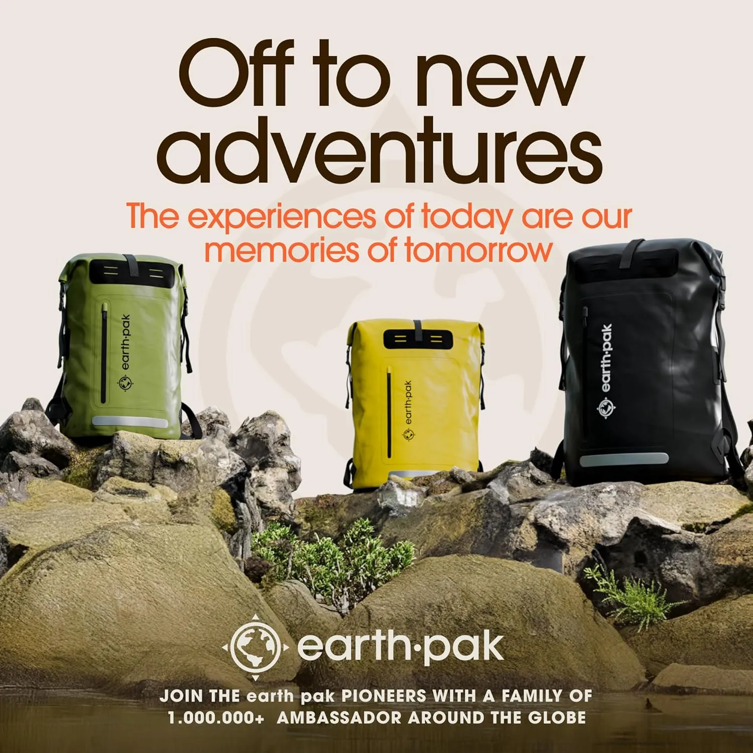 Earth Pak Waterproof Backpack - Heavy Duty Hiking Backpack - Roll-Top Closure - Waterproof Bag - Cushioned Dry Bags Waterproof w/ IPX8 Waterproof Phone Case - Wet Bag for Hiking, Kayak(Blue, 85L)