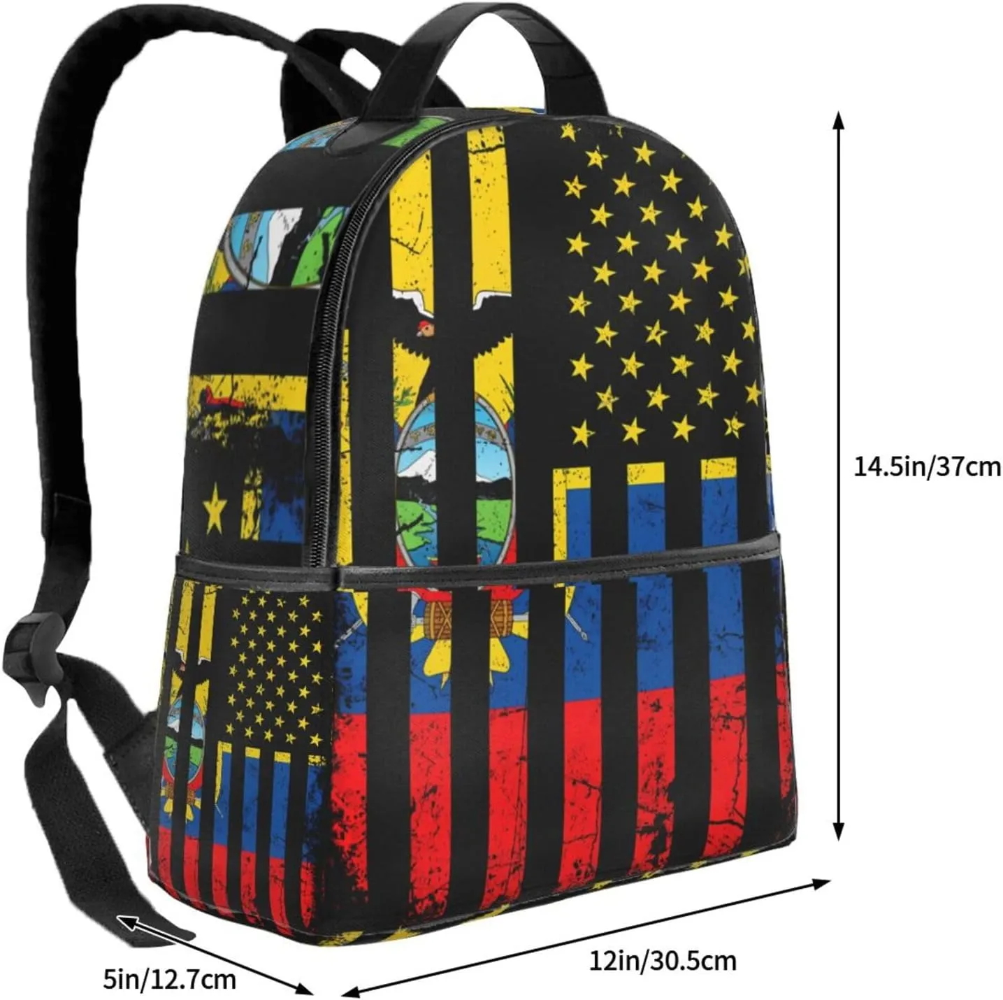Ecuadorian American Flag America Ecuador Roots Casual Backpacks Laptop Backpack Carry-on Daypack Sports Travel Rucksack Lightweight Working Bag for Outdoor Hiking Cycling Walking