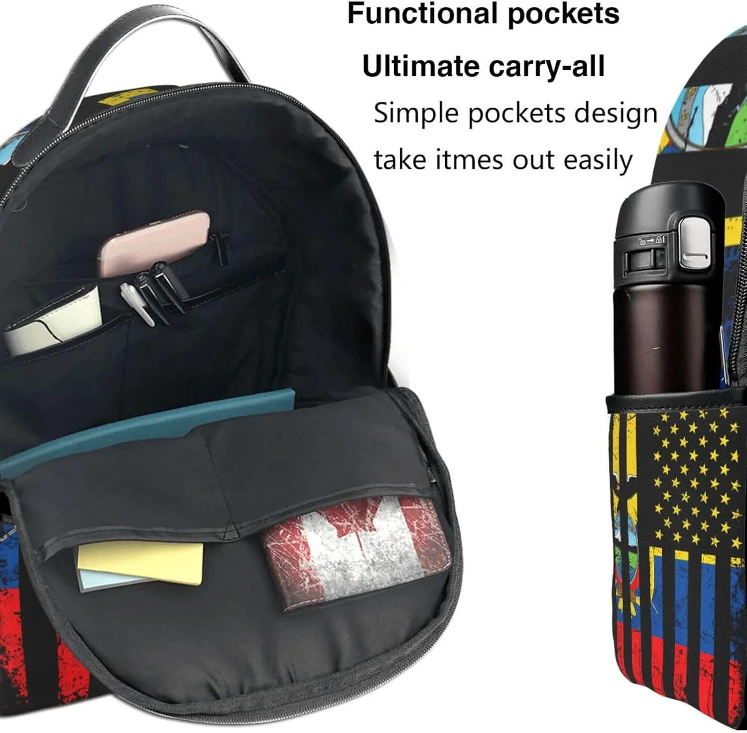 Ecuadorian American Flag America Ecuador Roots Casual Backpacks Laptop Backpack Carry-on Daypack Sports Travel Rucksack Lightweight Working Bag for Outdoor Hiking Cycling Walking