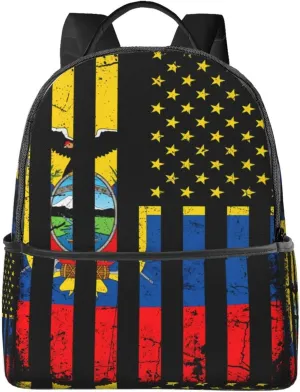 Ecuadorian American Flag America Ecuador Roots Casual Backpacks Laptop Backpack Carry-on Daypack Sports Travel Rucksack Lightweight Working Bag for Outdoor Hiking Cycling Walking