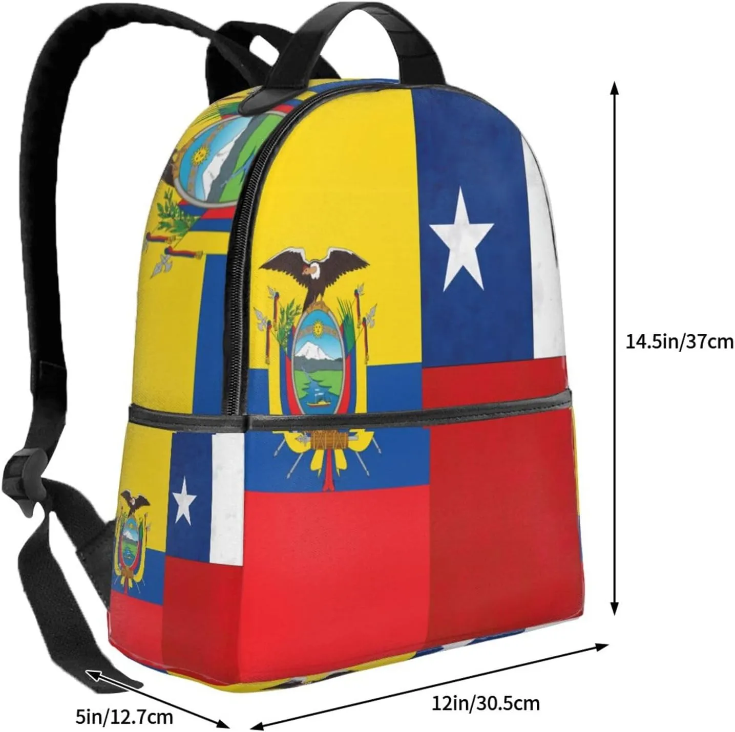 Ecuadorian Chilean Flag Casual Backpacks Laptop Backpack Carry-on Daypack Sports Travel Rucksack Lightweight Working Bag for Outdoor Hiking Cycling Walking