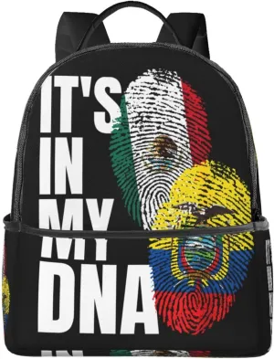 Ecuadorian Mexican Mix Flag Casual Backpacks Laptop Backpack Carry-on Daypack Sports Travel Rucksack Lightweight Working Bag for Outdoor Hiking Cycling Walking