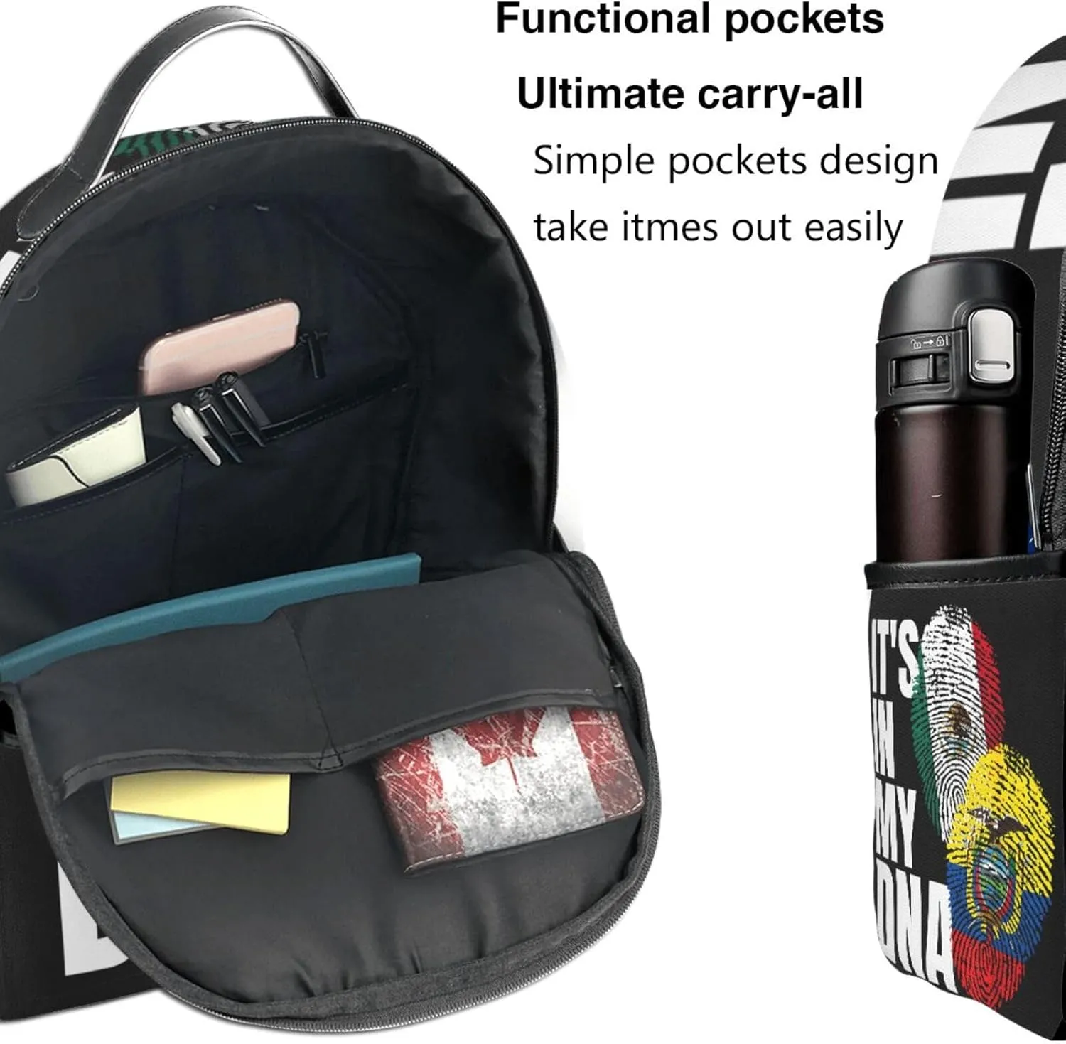 Ecuadorian Mexican Mix Flag Casual Backpacks Laptop Backpack Carry-on Daypack Sports Travel Rucksack Lightweight Working Bag for Outdoor Hiking Cycling Walking