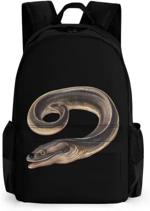 EEL Fish Cute Backpack Travel Work Bag with Water Bottle Pocket Adjustable Padded Shoulder Straps Daypack 42x30.5cm