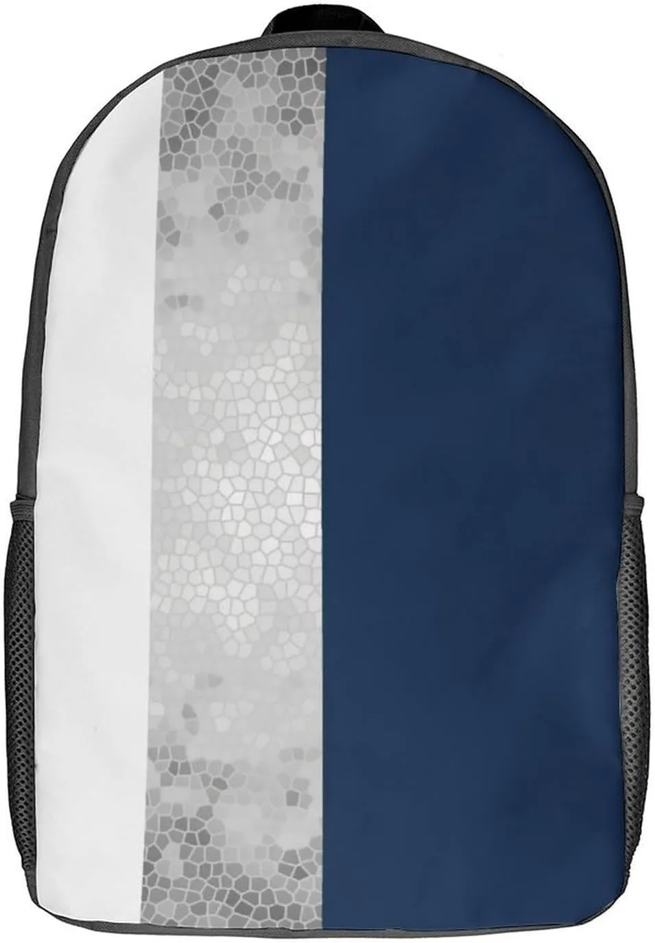 Elegant Faux Silver Navy Blue White Stripes Backpack Lightweight Waterproof Backpacks Laptop Backpack for Unisex Casual Travel Daypacks Large Capacity