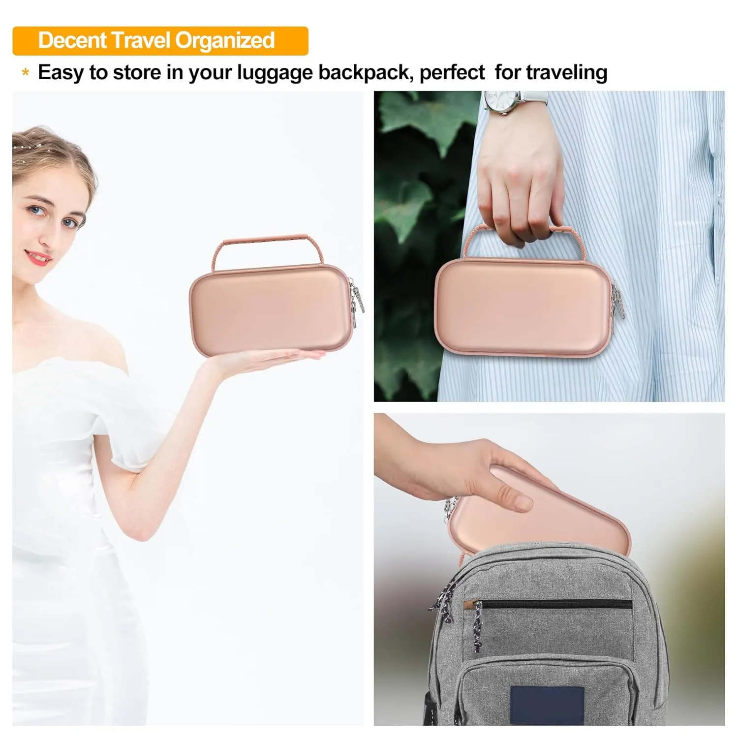Elonbo Carrying Case for Portable Handheld Inhaler Nebulizer Machine for Adults and Kids, Asthma Inhaler Travel Case, Handheld Mesh Atomizer Machine Holder, Inhaler Spacer Bag, Rose Gold