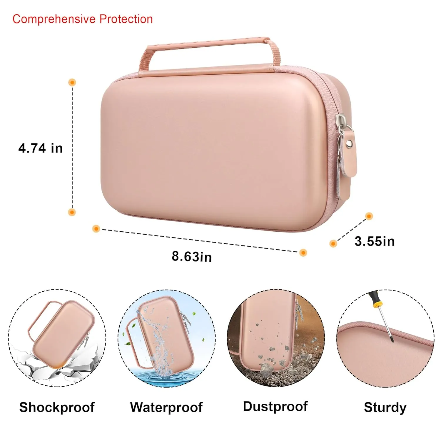 Elonbo Carrying Case for Portable Handheld Inhaler Nebulizer Machine for Adults and Kids, Asthma Inhaler Travel Case, Handheld Mesh Atomizer Machine Holder, Inhaler Spacer Bag, Rose Gold