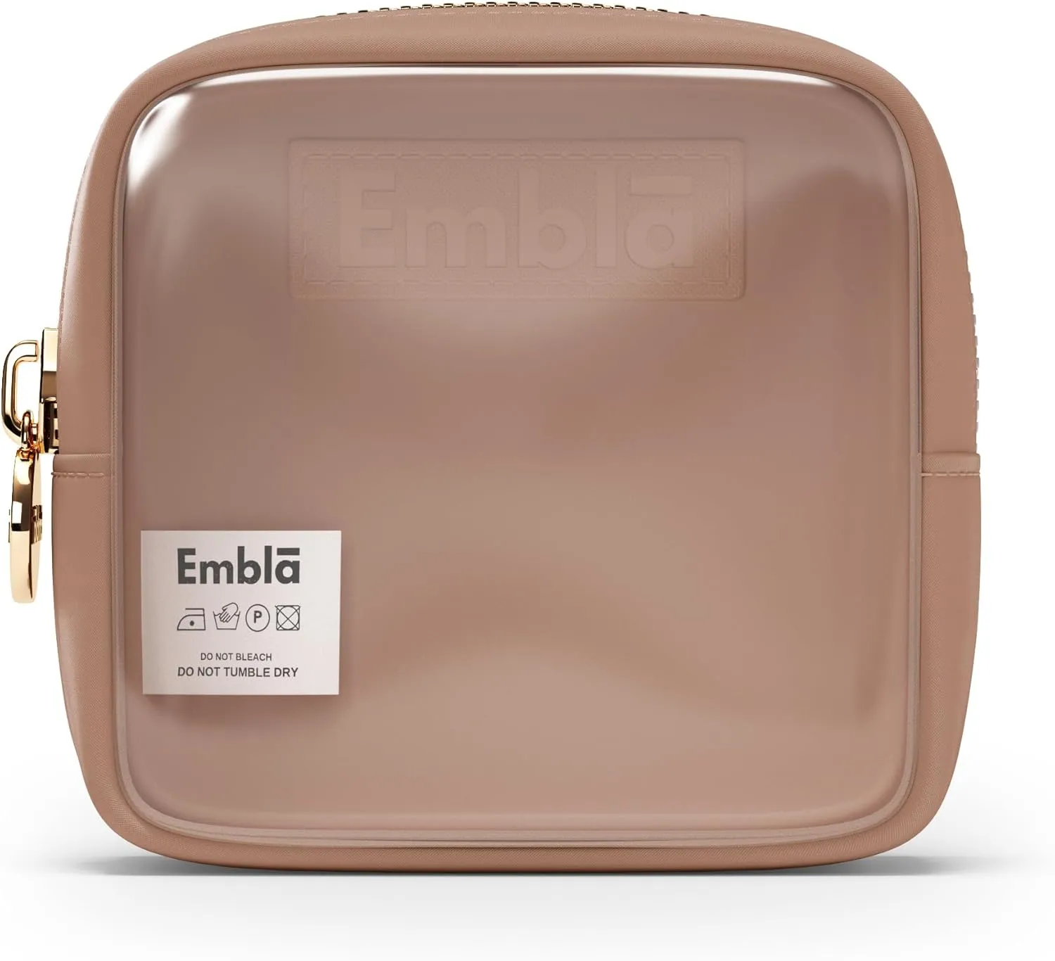 Embla Clear Cosmetic Bag Makeup Case, Clear Zipper Make Up Pouch and Toiletry Travel Tote, Cute Skincare Pouches for Women Girls, Preppy Purse Cosmetic Organizer, Mini Makeup Bags, Mocha Mousse