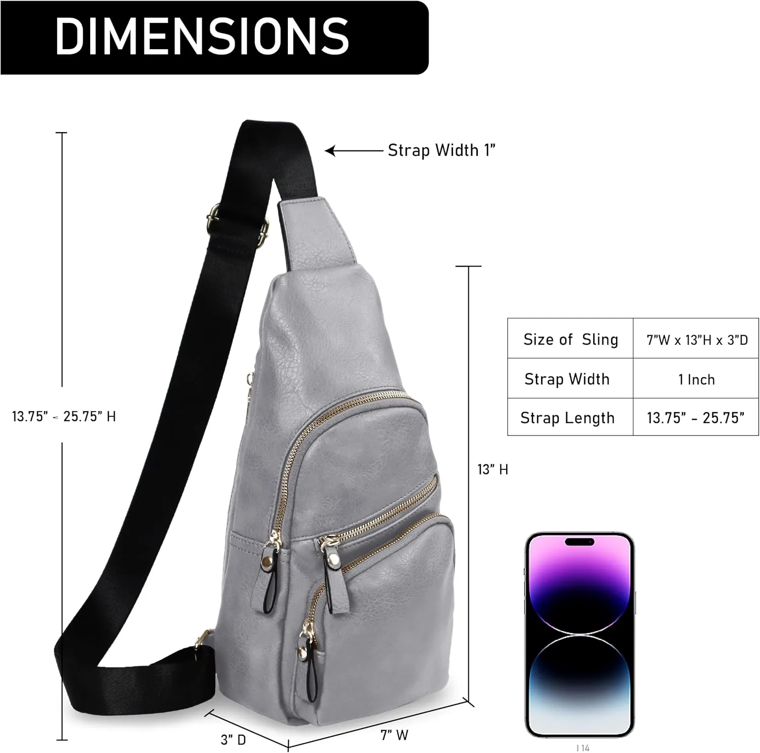Emperia Small Sling Bag Fanny Packs Crossbody Bags Travel Backpack Chest Bag Gifts for Women Men Grey