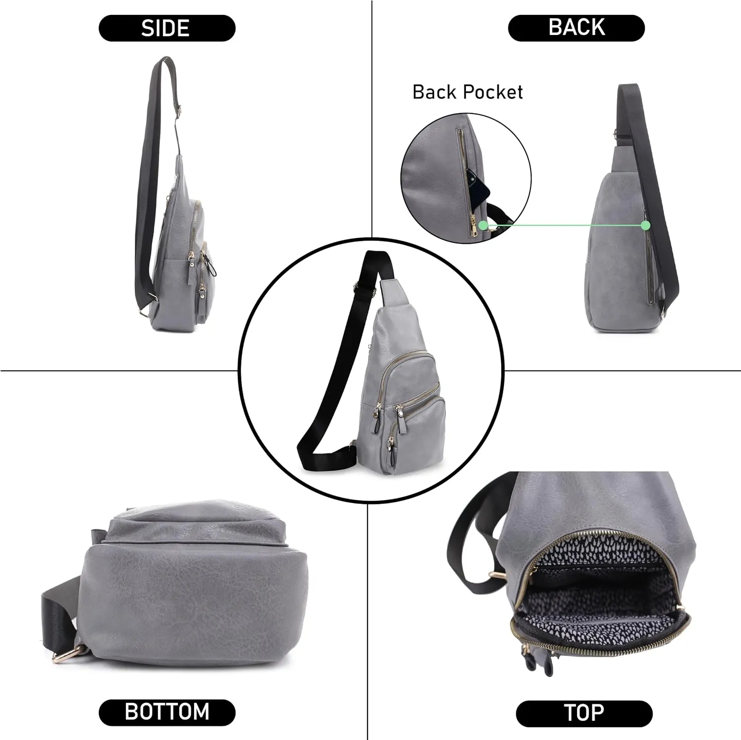 Emperia Small Sling Bag Fanny Packs Crossbody Bags Travel Backpack Chest Bag Gifts for Women Men Grey