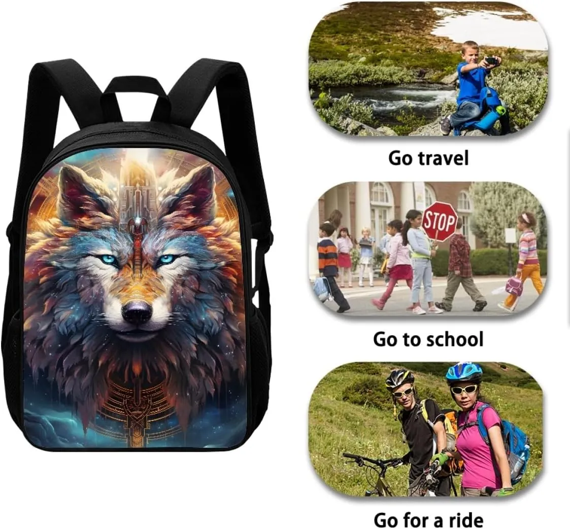 ENLACHIC Cool Mysterious Wolf Backpack for Boys Girls Schoolbag Large Capacity Laptop Backpack College Bookbag Backpack