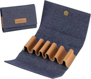Essential Oil Carrying Bag, Holds 6 Bottles (5mL-10mL Roller Bottles), Travel Essential Oil Bag for Purse, Portable Organizer Holder for Essential Oils, Perfume, Lipstick, Lip Balm (Blue)
