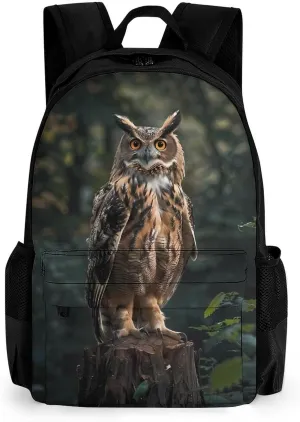 Eurasian Eagle Owl Laptop Backpack for Men Women Shoulder Bag Business Work Bag Travel Casual Daypacks