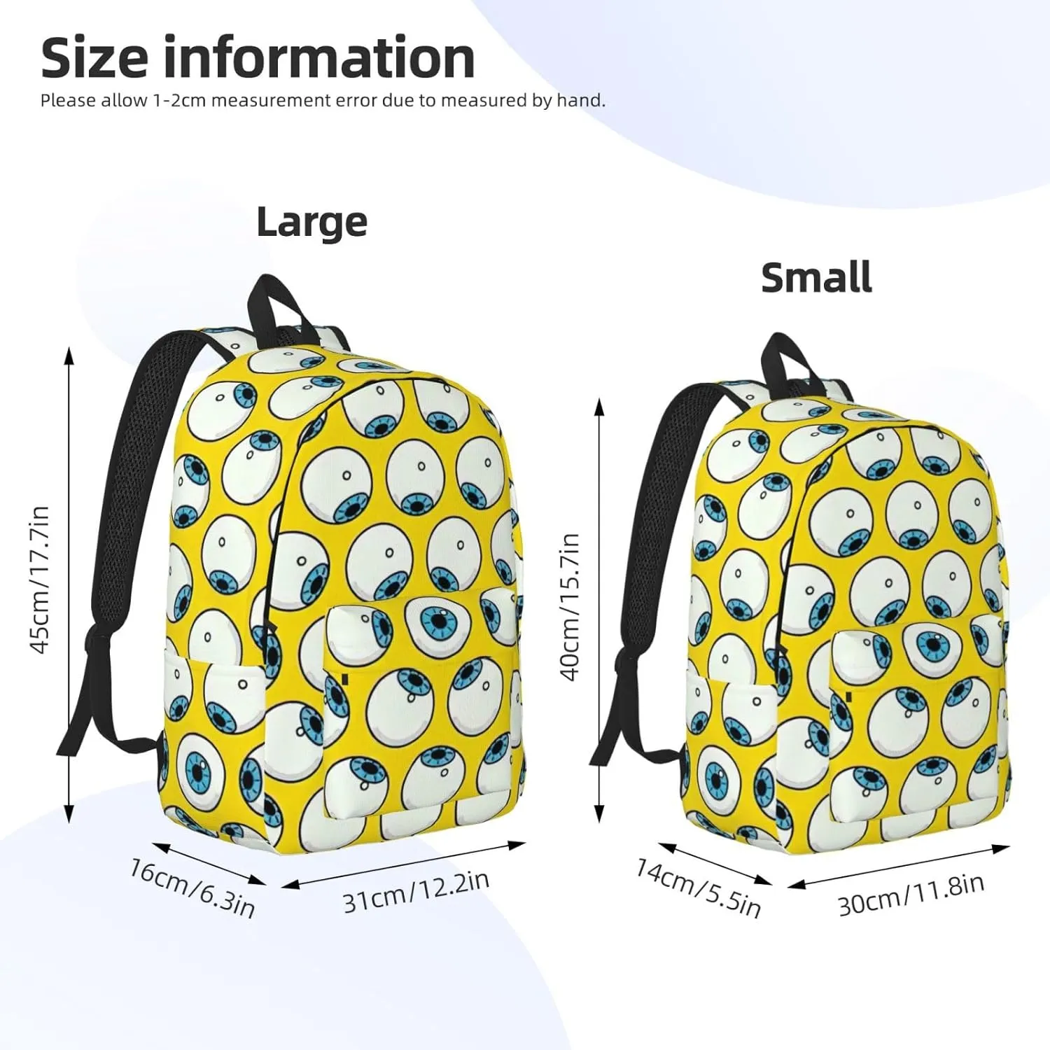 Eye Balls Printed backpack, travel bag, canvas shoulder bag, canvas casual lightweight backpack
