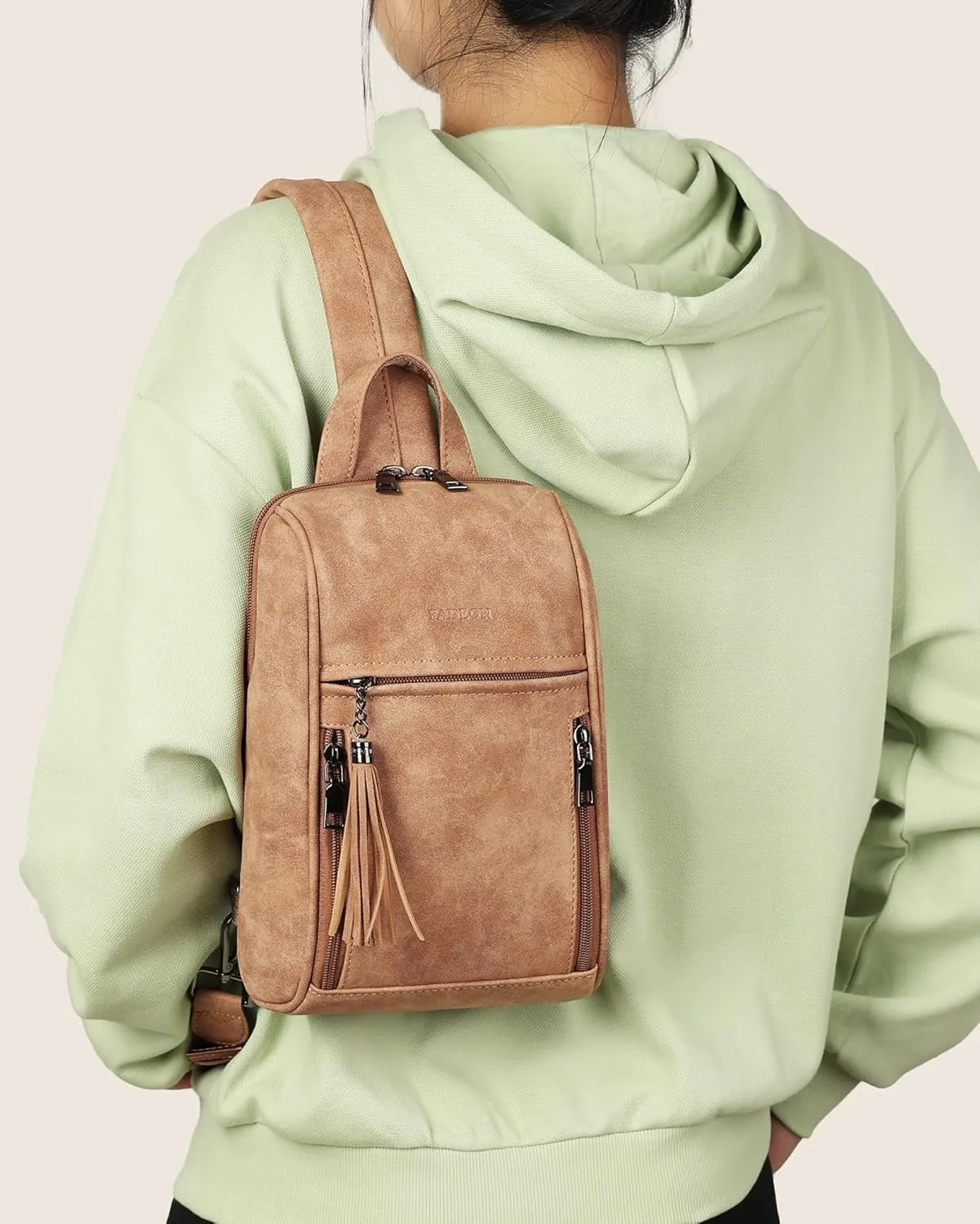 FADEON Sling Bag for Women Crossbody Purse Sling Bags, Designer Sling Purses Medium Travel Multi-Pocket Sling Backpack