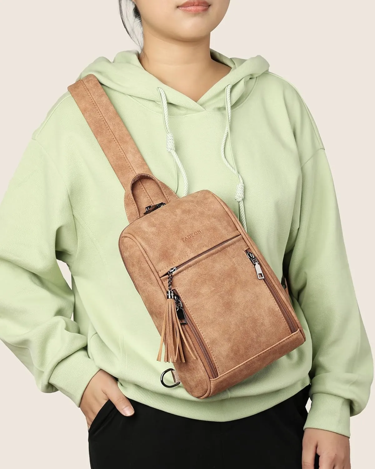 FADEON Sling Bag for Women Crossbody Purse Sling Bags, Designer Sling Purses Medium Travel Multi-Pocket Sling Backpack
