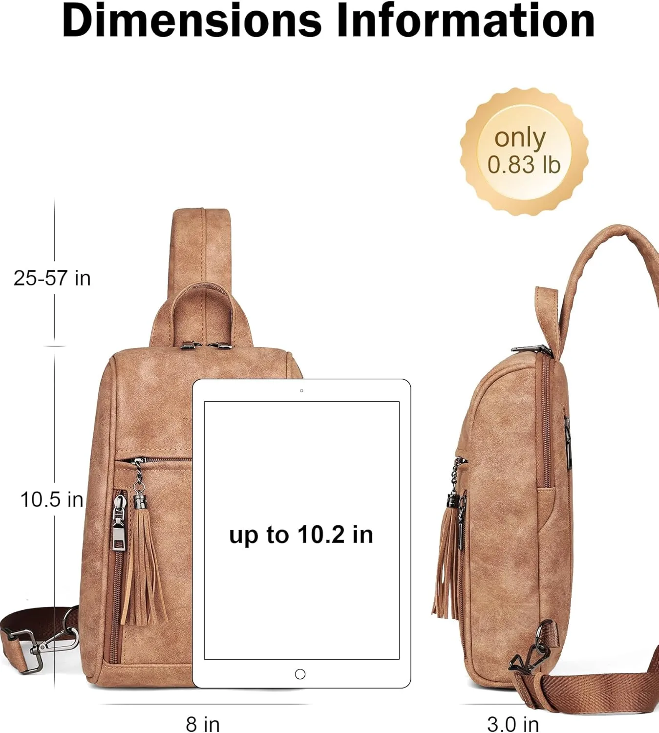FADEON Sling Bag for Women Crossbody Purse Sling Bags, Designer Sling Purses Medium Travel Multi-Pocket Sling Backpack
