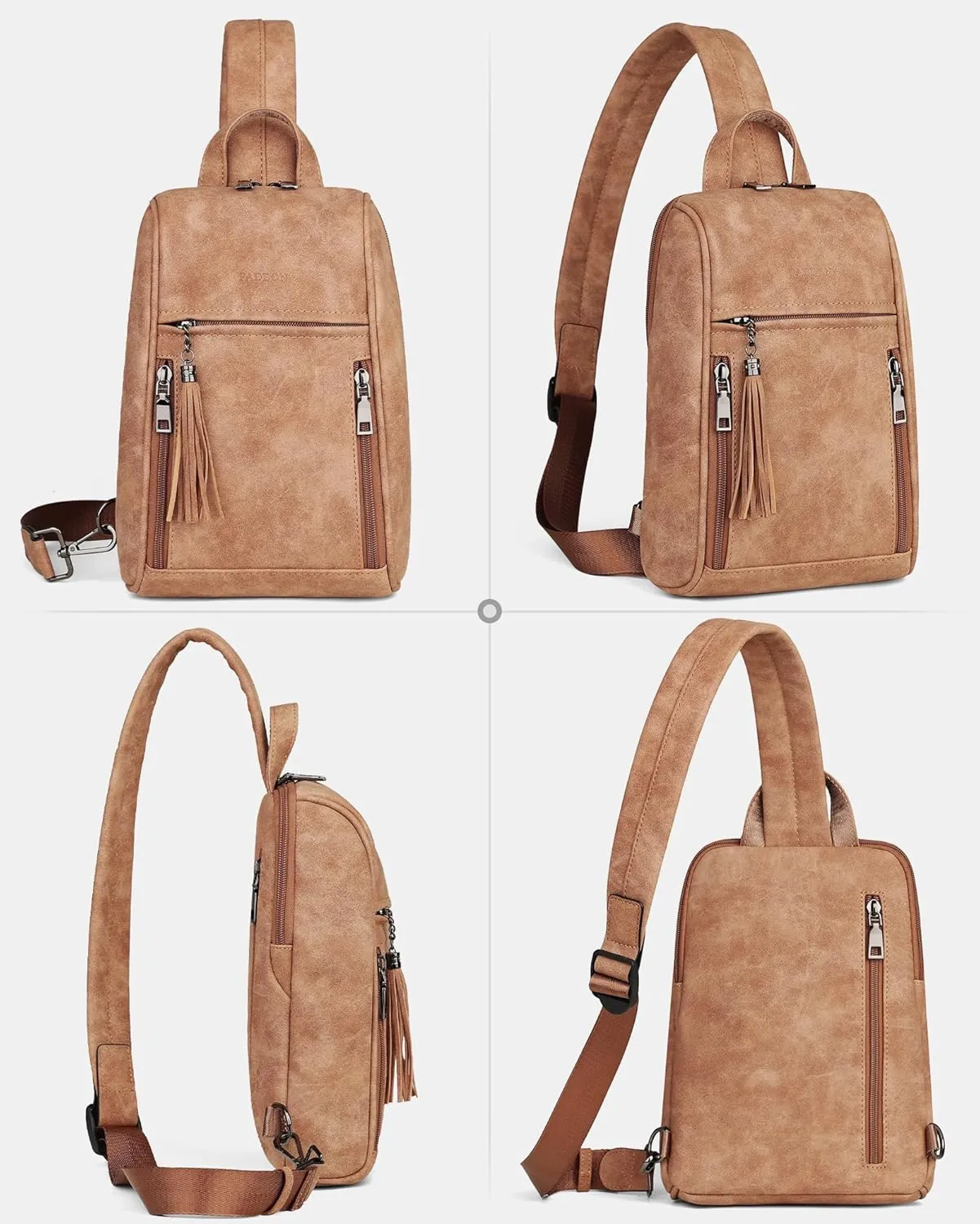 FADEON Sling Bag for Women Crossbody Purse Sling Bags, Designer Sling Purses Medium Travel Multi-Pocket Sling Backpack