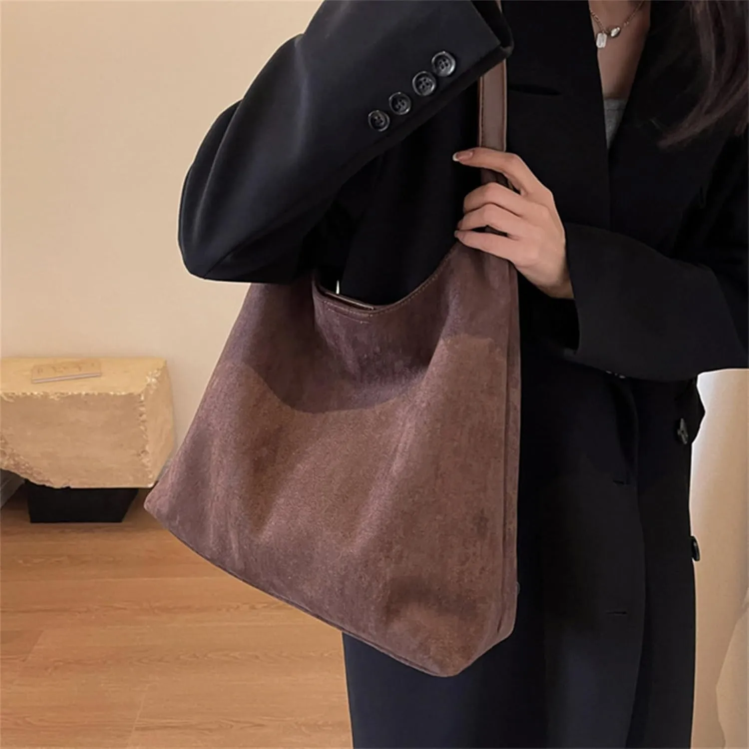 Fall Suede Hobo Bags for Women 2024, Large Capacity Slouchy Suede Handbag for Office & Shopping & travel, Holiday Gift