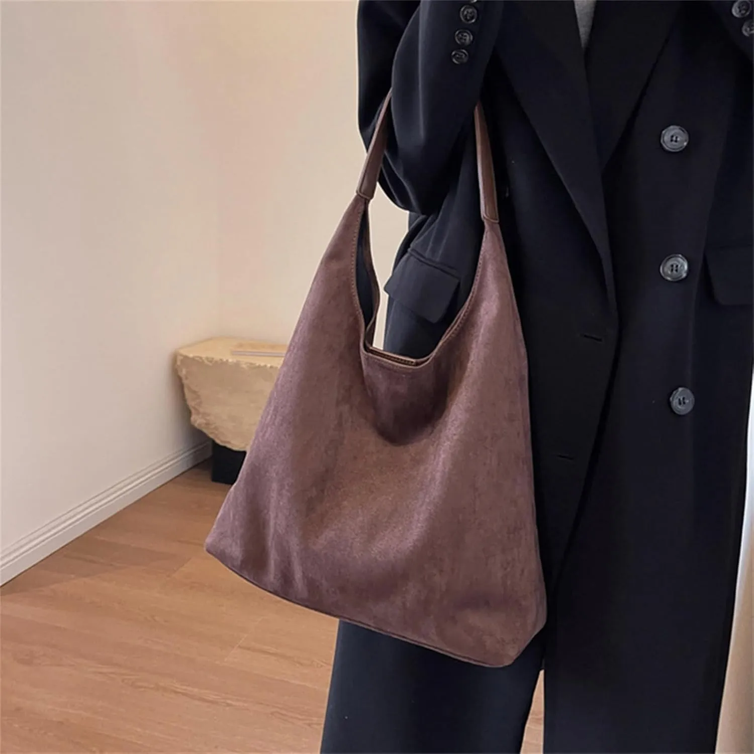 Fall Suede Hobo Bags for Women 2024, Large Capacity Slouchy Suede Handbag for Office & Shopping & travel, Holiday Gift