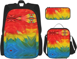 Fantastic Parrot Feather Print Comfortable Adjustable Shoulder Casual Fashion Backpack Lunch Bag Pencil Case