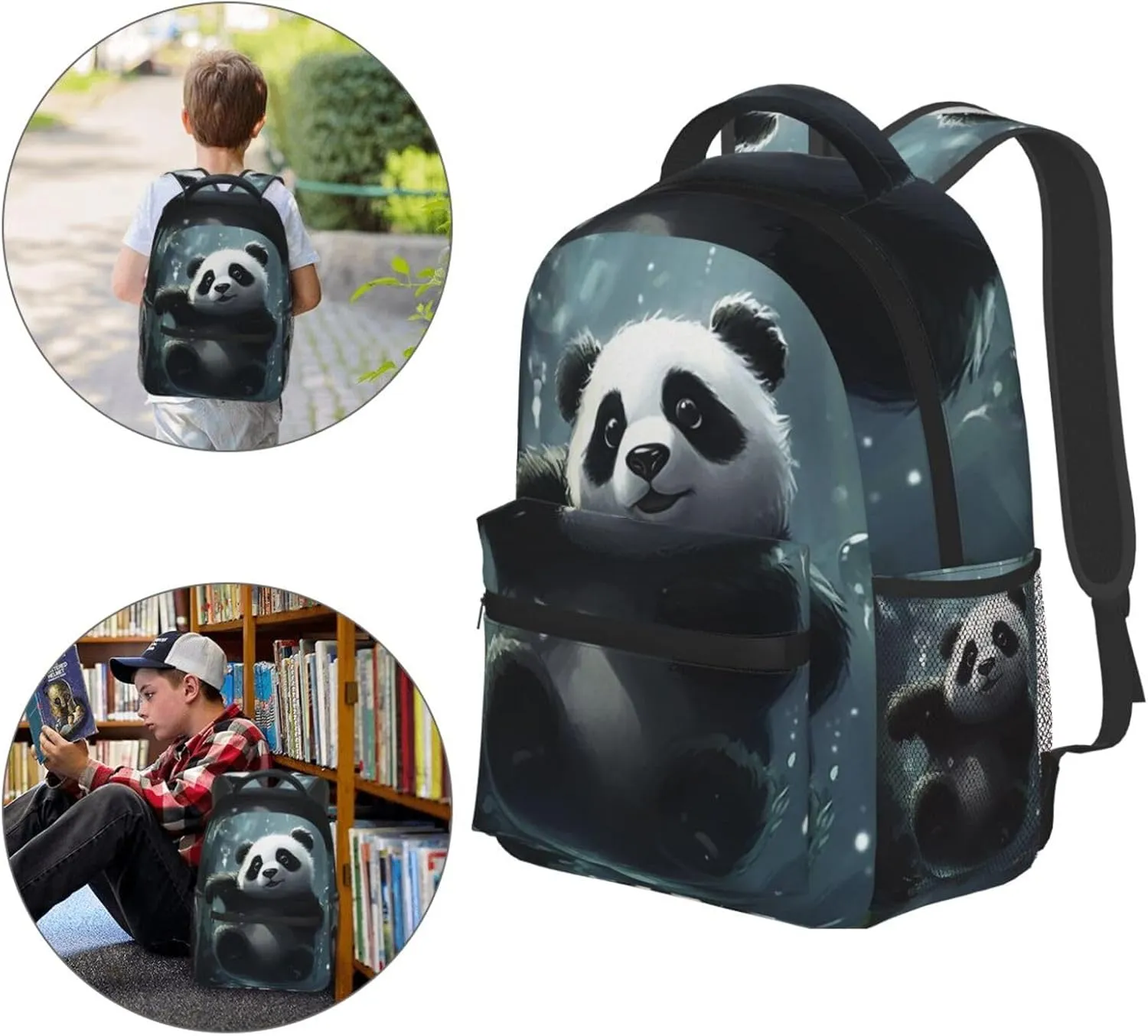 Fantasy Cute Panda Backpacks kids Bookbag 16 Inch Shoulder Bag for Girls 1-5th Grade
