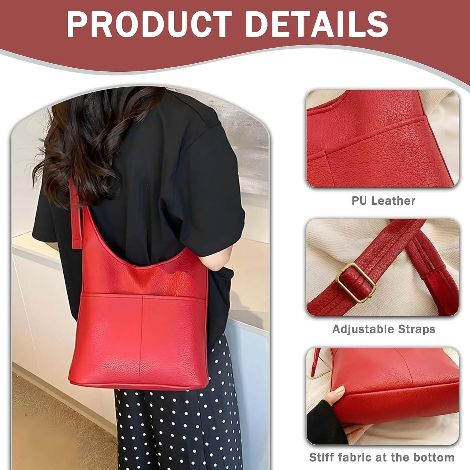 Faux Leather Hobo Bag for Women Large PU Leather Slouchy Bag with Small Purse Soft Crossbody Bags Tote Shoulder Bag